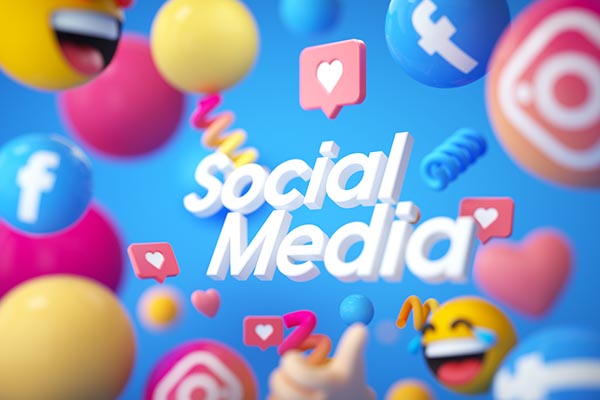 Social media logo with emojis, Facebook, and Instagram icon conc